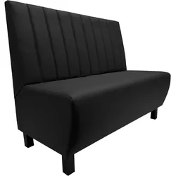 MEYER | Gastrobank mit Fuß | B:H 120 x 103 cm | Schwarz | Gestreift mit Doppelnaht | Leder