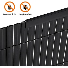 Sekey PVC Zaunschiene Abdeckprofil 5pcs x 1m, Schutzzubehör für PVC Sichtschutzmatte, 1 m/Wurzel, 5er Set, Anthrazit
