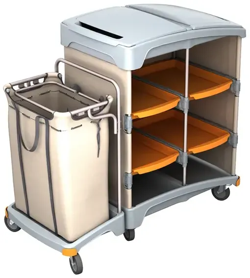 ComfortSplast Hotelwagen III-12 inkl. geräumigen Gehäuse mit 4 Schalen, Ablage mit Deckel
