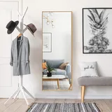 Costway 56 x 150cm HD Ganzkörperspiegel zum Aufhängen oder Anlehnen, Wandspiegel Standpiegel Ankleidespiegel Spiegel für Schlafzimmer, Wohnzimmer und Eingangsbereich (Gold)