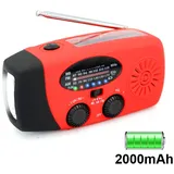 FNCF Solar Radio, Multifunktion Tragbares Outdoor Radio Kurbelradio mit AM/FM Wetter Radio, Notfall SOS Alarm (rot)