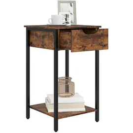 Homcom Beistelltisch im industriell Design Nachttisch mit Schublade und offenem Regal, Couchtisch Sofatisch Kaffeetisch für Wohnzimmer Schlafzimmer