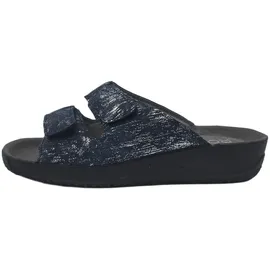 ROHDE Damen Pantolette aus Leder mit zartem Metallic-Schimmer Soltau-40 1958, Größe:38 EU, Farbe:Blau - 38