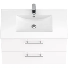 WELLTIME »Athen Badschrank Badezimmer WC Unterschrank mit Becken«, Waschplatz mit 2 Schubladen, Breite 80cm Softclose Bad