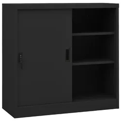 Büroschrank mit Schiebetür Anthrazit 90x40x90 cm Stahl