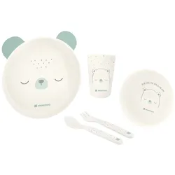 Kikkaboo Kindergeschirr Set Bear with me 5-teilig, Tiermotiv, Schale, Besteck grün
