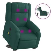 vidaXL Massagesessel Elektrisch 95 x 99 x 95 cm Dunkelgrün mit Aufstehhilfe