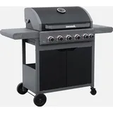 sweeek Gasgrill mit 5 Brennern + 1 Seitenbrenner schwarz