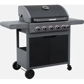 sweeek Gasgrill mit 5 Brennern + 1 Seitenbrenner schwarz
