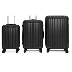 ZELLERFELD Kofferset »3-Teilig ABS Hartschalenkofferset Trolley Koffer mit 4 Doppelräder«, (3 tlg) schwarz