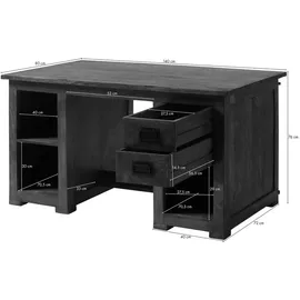 MASSIVMOEBEL24.DE Schreibtisch RAILWAY Braun