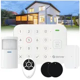 Denver Smart Home 4G Alarmanlage, WLAN Funk-Alarmsystem, App & Alexa Alarmanlage (WLAN & 4G Funk-Alarmsystem mit Tuya-App, Alexa, SMS & Notstrom-Akku) weiß