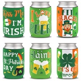 6 Stück St. Patrick's Day Dosenkühler Party Favors Supplies Saint Paddy's Day Irish Shamrock Green Beer Dosenhüllen Geschenke für Limonade Bier Getränk