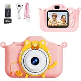 OBEST Kinderkamera, 1080P HD Digitalkamera für Kinder mit 64-GB Speicherkarte, 2,0" IPS Bildschirm, Spielzeug für Jungen und Mädchen, Geschenke zum Geburtstag für Kinder (Rosa)
