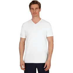 T-Shirt TRIGEMA "TRIGEMA V-Shirt COOLMAX", Herren, Gr. XXL, weiß, 100% Polyester (recycelt), sportlich, Kurzarm, Shirts