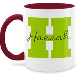 Tasse Tassen 325ml - Buchstabe mit Name - Geschenk mit Namen Persönliches personalisiertes Custom Gift Namen bedrucken Initialen Anfangsbuchstabe Namens Geschenk - 325 ml - Bordeauxrot - häferl