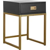 Beliani Beistelltisch, schwarz gold Holzwerkstoff, quadratisch 40x57x40 cm