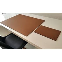 Profi Mats Schreibtischunterlage PM Schreibtischunterlage mit Mauspad Echt Leder 90 x 50 Beige