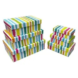 PBS Geschenkkarton Streifen bunt 55470 6tlg Flach