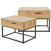 [en.casa] Nachtschrank Lavangen 2er Set 0 x 0 x 0 cm Eiche-Optik/Schwarz