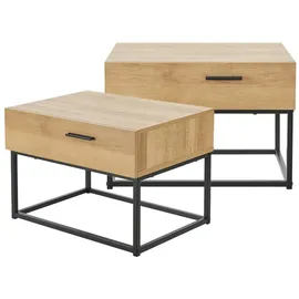 [en.casa] Nachtschrank Lavangen 2er Set 0 x 0 x 0 cm Eiche-Optik/Schwarz