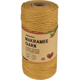 Folia 24993 - Makramee Garn Mustard Field, 100 % Baumwolle, 100 m gedrehtes Garn in Senfgelb, Durchmesser 3,5 mm, zum Basteln und Knüpfen