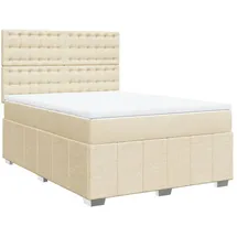vidaXL Boxspringbett mit Matratze Creme 160x200 cm Stoff - Creme