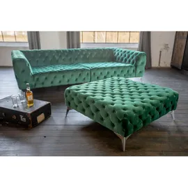 KAWOLA Hocker NARLA Chesterfield Velvet 110 x 44 x 110 cm Grün
