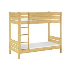 Erst-Holz Stockbett Kiefer massiv 80x190 Etagenbett natur teilbar Lattenrost Matratzen 60.16-08-190T80M