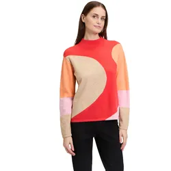 Strickpullover BETTY BARCLAY "Betty Barclay Strickpullover mit Intarsie", Damen, Gr. 48, rot (patch rot, beige), Strick, Obermaterial: 50% Viskose, 27% Polyamid, 23% Polyester., modisch, gerade normal, Langarm, Pullover, Intarsie