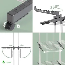 VOUNOT Wäscheständer Turm 40 m Weiß