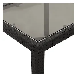 vidaXL Gartentisch mit Glasplatte Schwarz 150x90x75 cm Poly Rattan