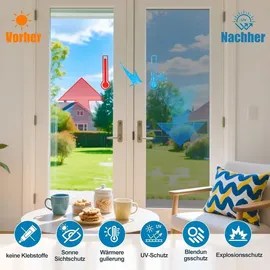 bundviel Einwegspiegel-fensterfolie 90 x 400 cm Sonnenschutz, Anti-uv Und Anti-hitze, Anti-sichtschutz