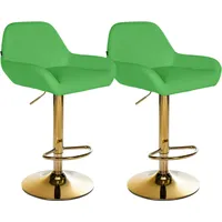 CLP 2er Set Barhocker Braga Gold Kunstleder grün