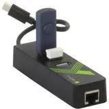 TECHLY IDATA-USB-ETGIGA-3C2 (USB-A, 1000 Ports), Dockingstation -- Hub, Schwarz
