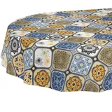 ANRO Tischdecke Porto Oval 220 x 140 cm Blau