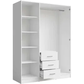 Home Affaire Wäscheschrank KOS Garderobe mit 3 Schubladen, Kleiderstange, 4 Einlegeböden, Spiegel 150,5 x 200,5 x 58 cm Weiß