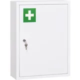 MODFU Medizinschrank abschließbar Wandmontage Weiß 40x15x54 cm mit 3 Regalfächern aus Stahl, platzsparend, feuchtraumgeeignet