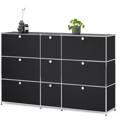 Tchibo - Kommode »Cn3« mit 9 Klappen - 190x40x120,5cm - schwarz - Stahl / Aluminium / Kunststoff