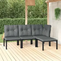 Ankonbej 4-tlg. Garten-Lounge-Set Schwarz und Grau Poly Rattan