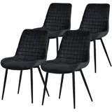 ML-Design Esszimmerstühle 4Er Set Schwarz Sitzfläche aus Samt mit Rückenlehne