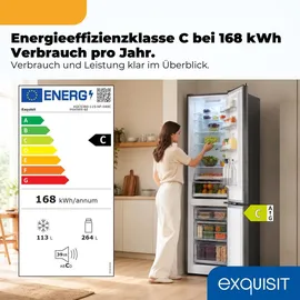 Exquisit KGC5380-115-NF-040C Kühl-Gefrierkombination (378 l, 2005 mm hoch, Schwarz)