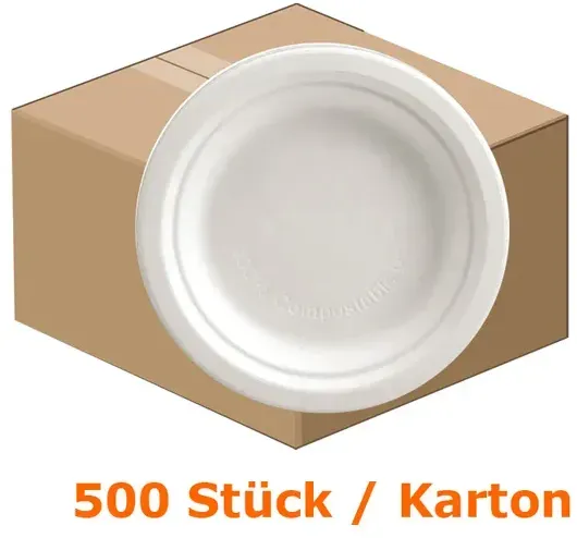 Einwegteller NatureStar BIO Zuckerrohr Ø 260 mm 500 Stück lebensmittelecht, umweltfreundlich, Kartonabgabe
