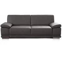 CAVADORE 3-Sitzer Corianne Sofa in hochwertigem Leder mit Armteilfunktion - 217 x 80 x 99 cm, Grau