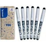 Pilot Pen Pilot V-Pen, Tintenschreiber mit Edelstahlfeder in M, 6er Set Schwarz - 6 Stück