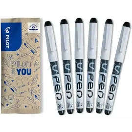 Pilot Pen Pilot V-Pen, Tintenschreiber mit Edelstahlfeder in M, 6er Set Schwarz - 6 Stück