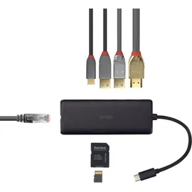 Lindy 43358 laptop-dockingstation & portreplikator Kabelgebunden USB 3.2 Gen 1 (3.1 Gen 1) Type-c Schwarz