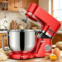 Küchenmaschine Standmixer Rühr Teig Maschine Knetmaschine 1500 W Edelstahl Rot