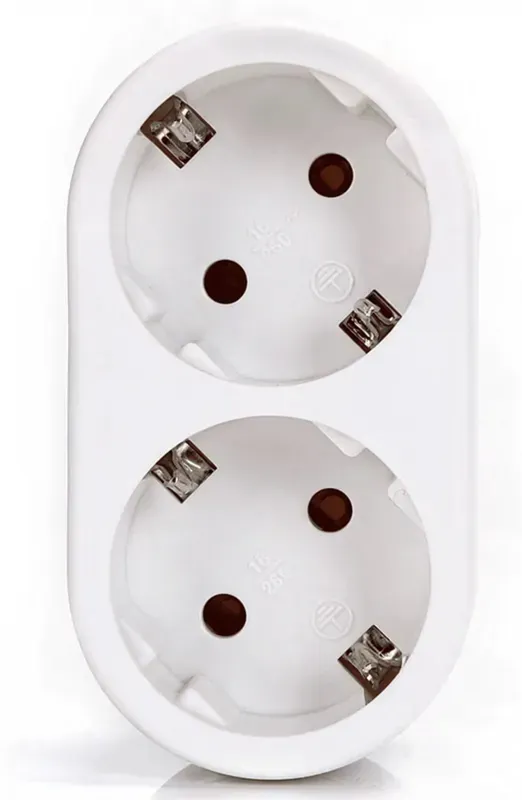 Aigostar Deutscher Typ Umwandlungsstecker/1 zu 2/16A/(Steckdosenleistenform) oval/Weiß
