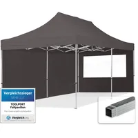 TOOLPORT Faltpavillon 3 x 6 m inkl. 2 Seitenteile dunkelgrau 59024